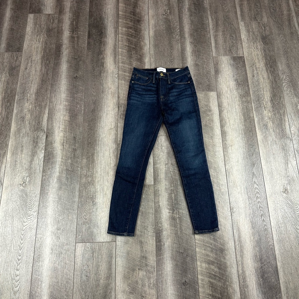 Frame Dark Wash Le High Skinny Crop Jeans
